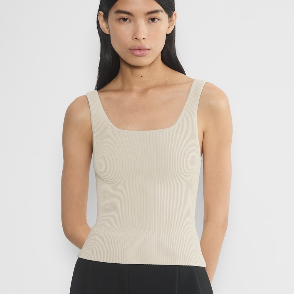 Aritzia Babaton Sculpt Knit Women's Ribbed Tank Top - Matte Pearl